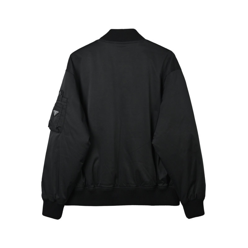 Black Oversized Bomber Jacket with Ribbed Cuffs view