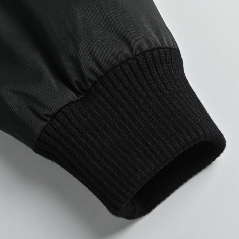 Black Oversized Bomber Jacket with Ribbed Cuffs view