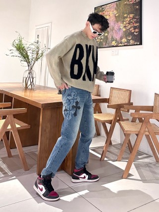 Chrome Hearts Cross Print Medium Wash Jeans view 7