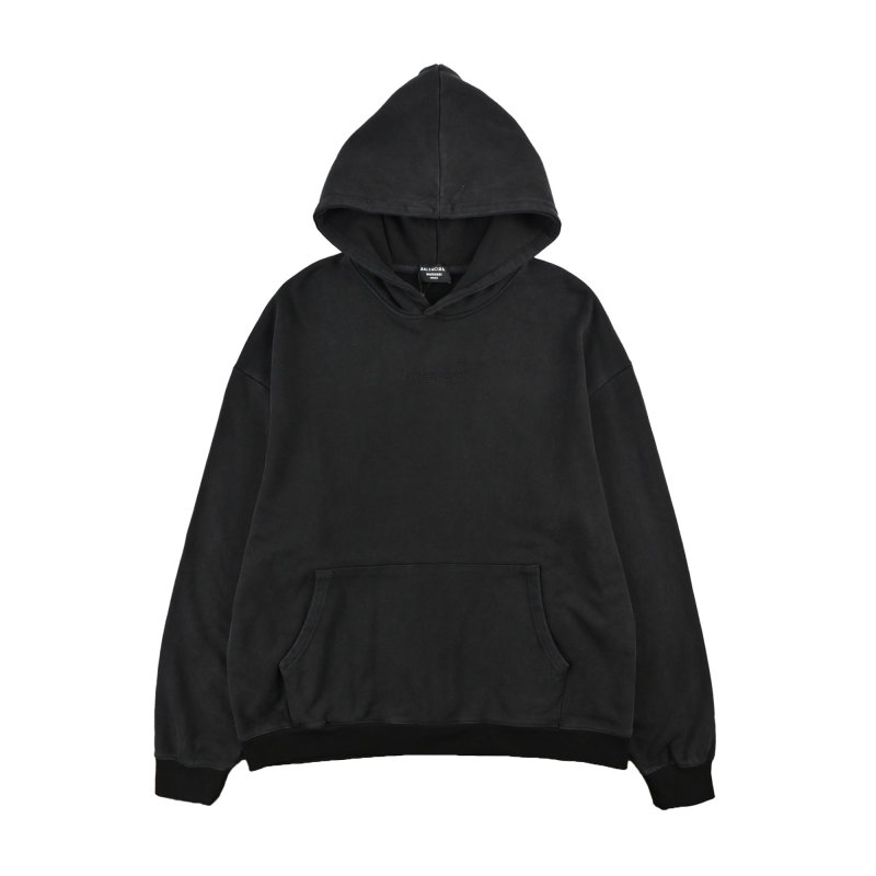 Black Essential Hoodie with Argyle Scarf Detail view
