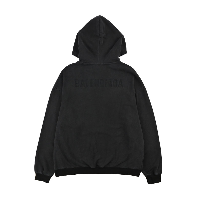 Black Essential Hoodie with Argyle Scarf Detail view