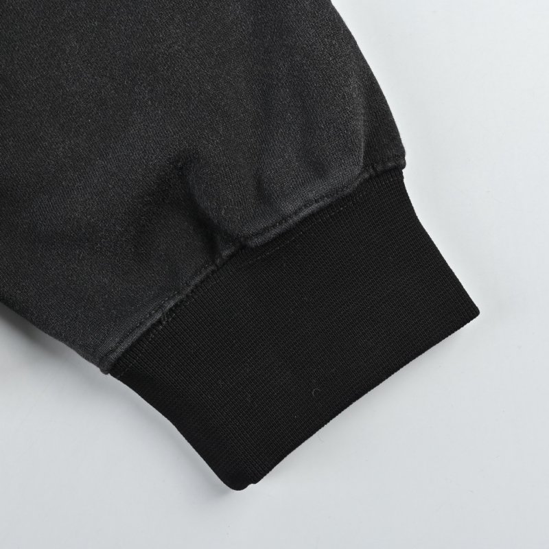 Black Essential Hoodie with Argyle Scarf Detail view