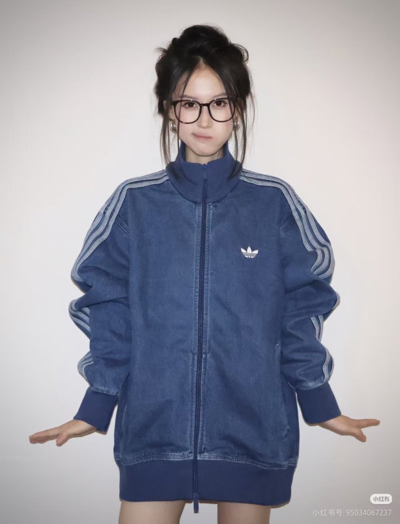 Adidas 3-Stripe Denim Track Jacket Navy Blue