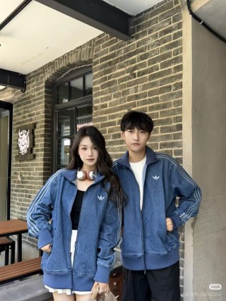 Adidas 3-Stripe Denim Track Jacket Navy Blue view 3