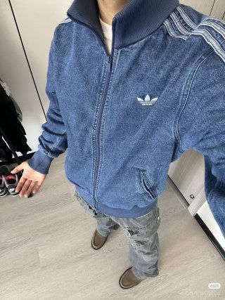Adidas 3-Stripe Denim Track Jacket Navy Blue view 5
