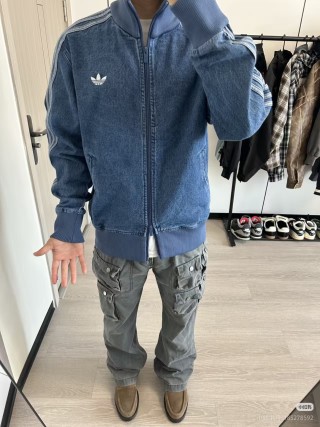 Adidas 3-Stripe Denim Track Jacket Navy Blue view 6