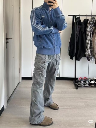 Adidas 3-Stripe Denim Track Jacket Navy Blue view 7