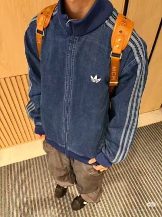 Adidas 3-Stripe Denim Track Jacket Navy Blue view 10