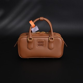 Miu Miu Bowling Cognac Leather Top Handle Bag view 1