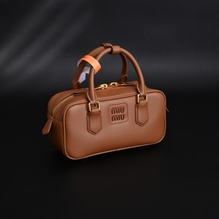 Miu Miu Bowling Cognac Leather Top Handle Bag view 2