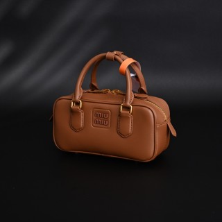 Miu Miu Bowling Cognac Leather Top Handle Bag view 4