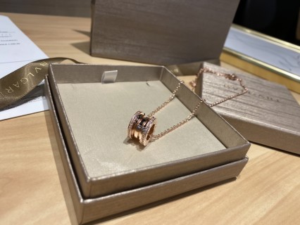Bulgari Spring Diamond Pendant Necklace Rose Gold view 6