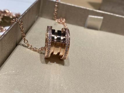 Bulgari Spring Diamond Pendant Necklace Rose Gold view 9