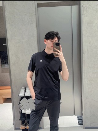 Black Minimalist Polo Shirt with Embroidered Logo view 3
