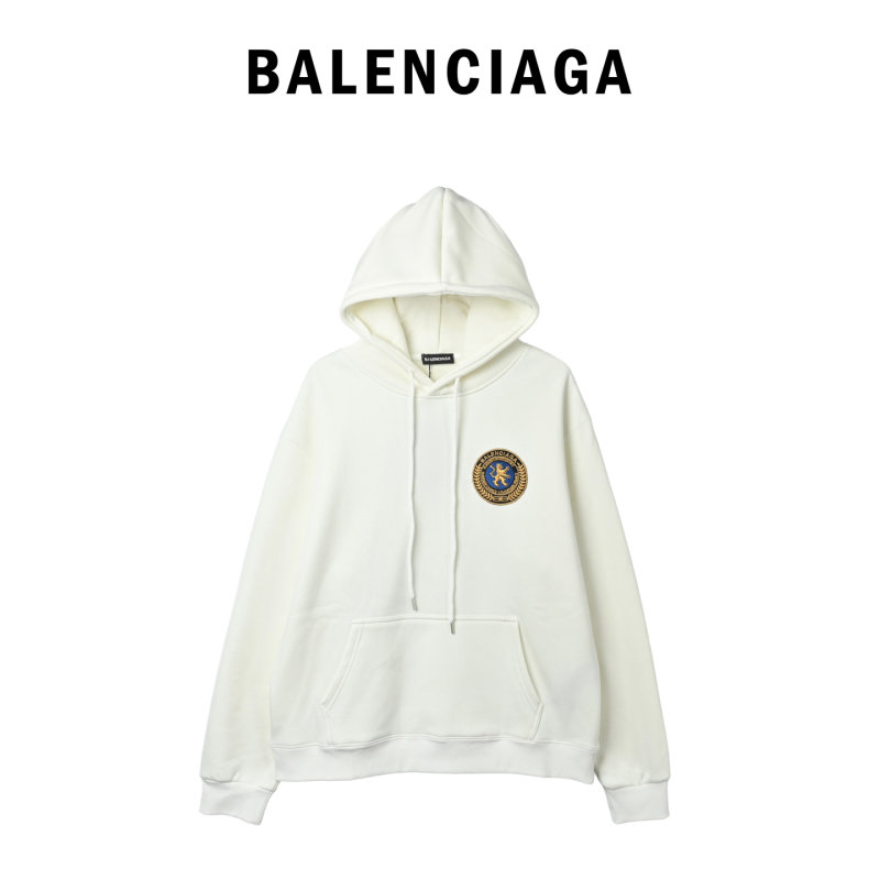 Cream Emblem Hoodie with Drawstring view