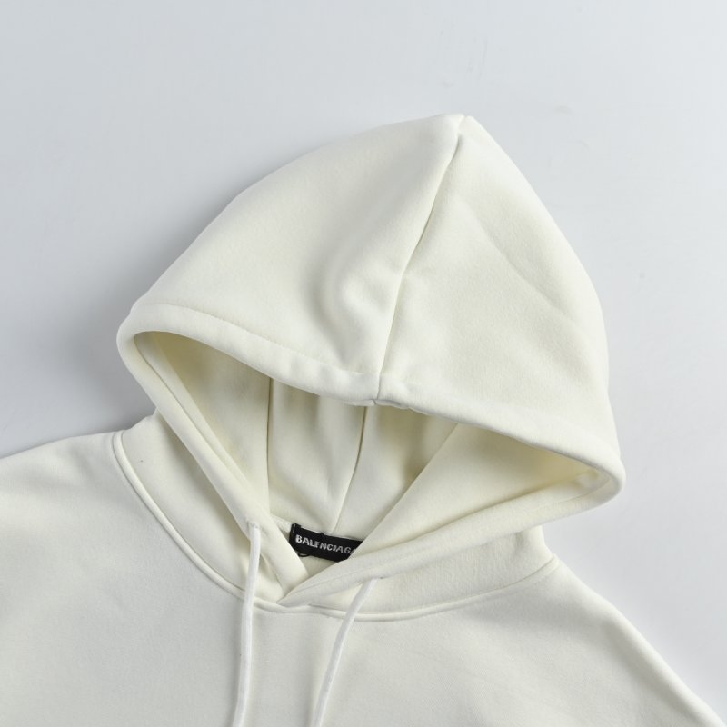 Cream Emblem Hoodie with Drawstring view