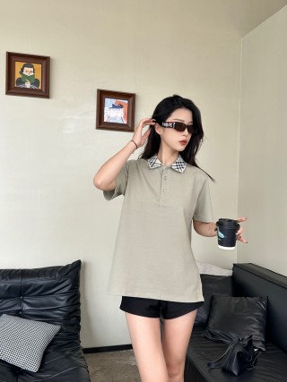 Beige Checkered Collar Polo Shirt view 7