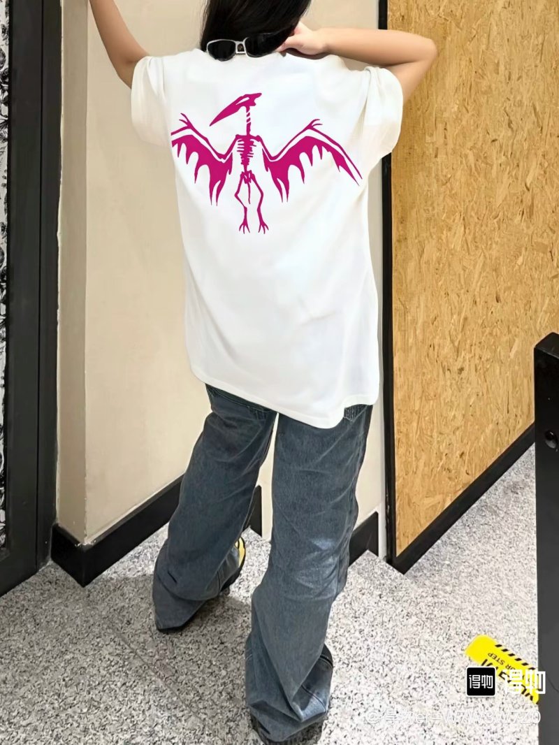 White Graphic Skeleton Wings T-Shirt - Magenta Print