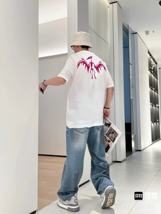 White Graphic Skeleton Wings T-Shirt - Magenta Print view 2