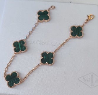 Van Cleef & Arpels Four-Leaf Clover Green Mother-of-Pearl Rose Gold Bracelet view 6