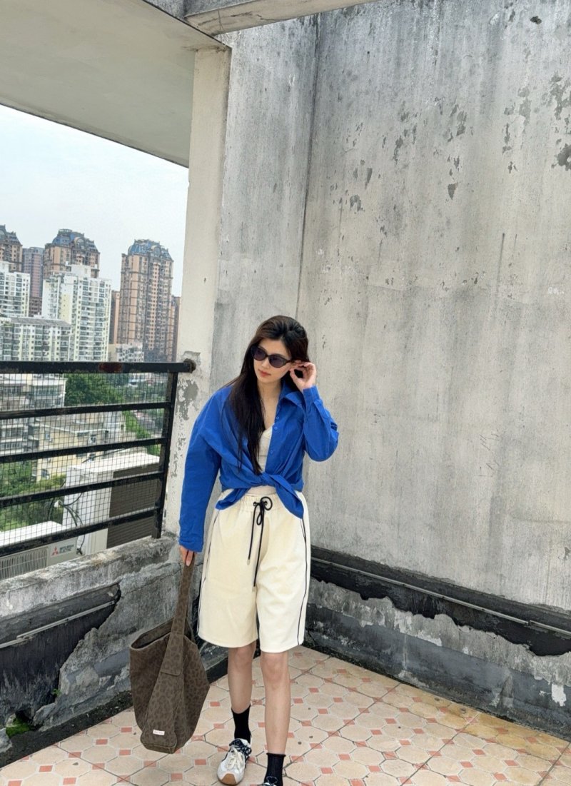 Cream Drawstring Bermuda Shorts