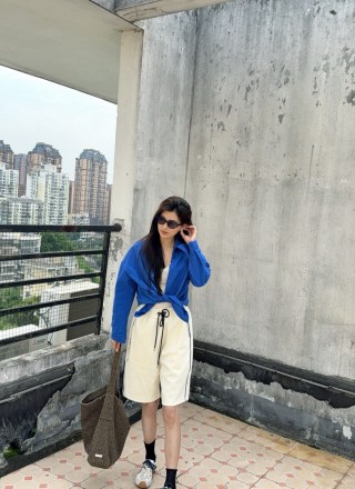 Cream Drawstring Bermuda Shorts view 1