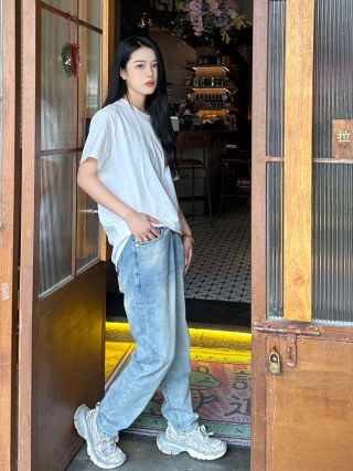 Light Wash Straight Leg Jeans view 1