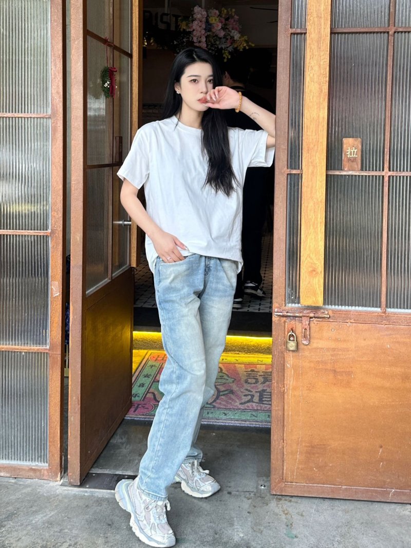 Light Wash Straight Leg Jeans view