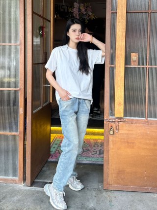 Light Wash Straight Leg Jeans view 2