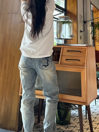 Light Wash Straight Leg Jeans view 6