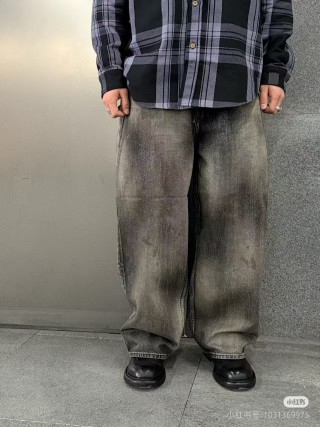 Grey Washed Baggy Fit Denim Jeans view 1
