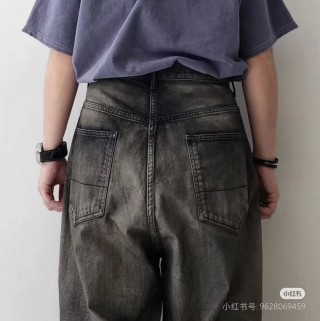 Grey Washed Baggy Fit Denim Jeans view 3
