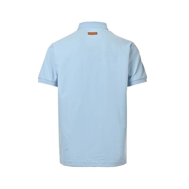 Striped Colour-Block Polo Shirt – Light Blue / Brown / White view
