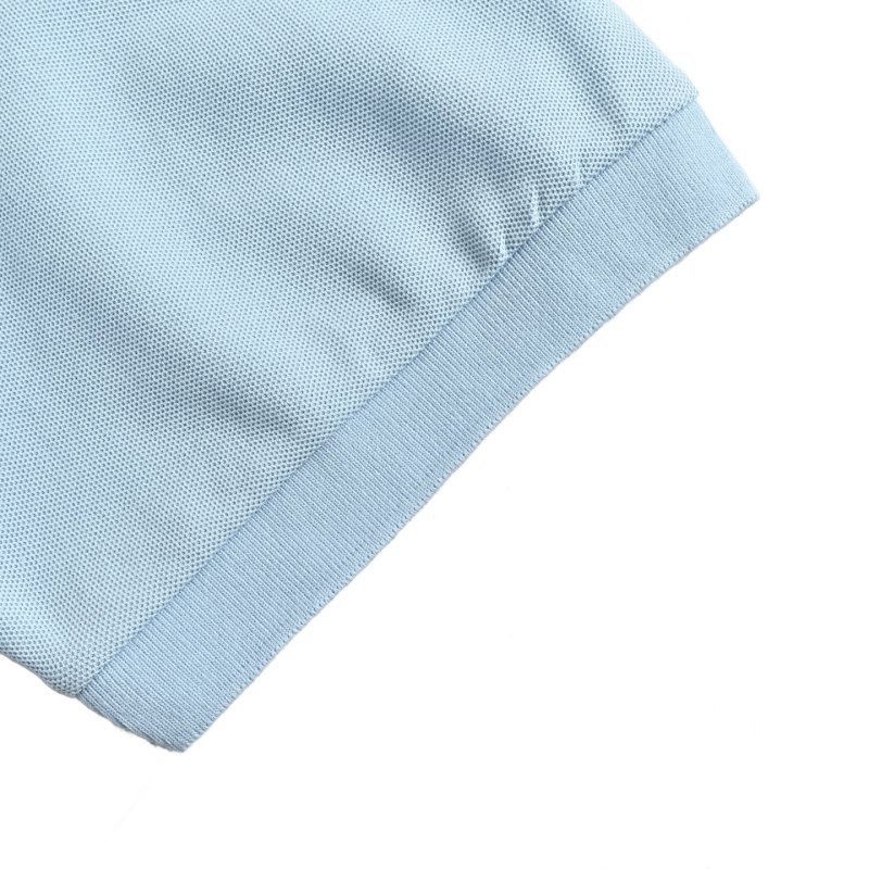 Striped Colour-Block Polo Shirt – Light Blue / Brown / White view