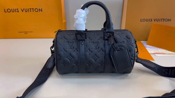 Louis Vuitton Keepall Monogram Embossed Black Travel Bag video