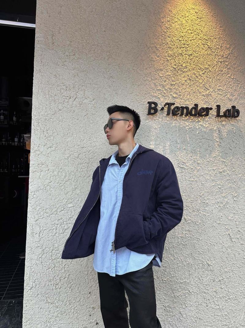 Navy Zip-Up Overshirt Jacket