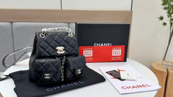 Chanel Black Quilted Caviar Leather Backpack video
