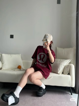 Lululemon Burgundy Logo T-Shirt view 4