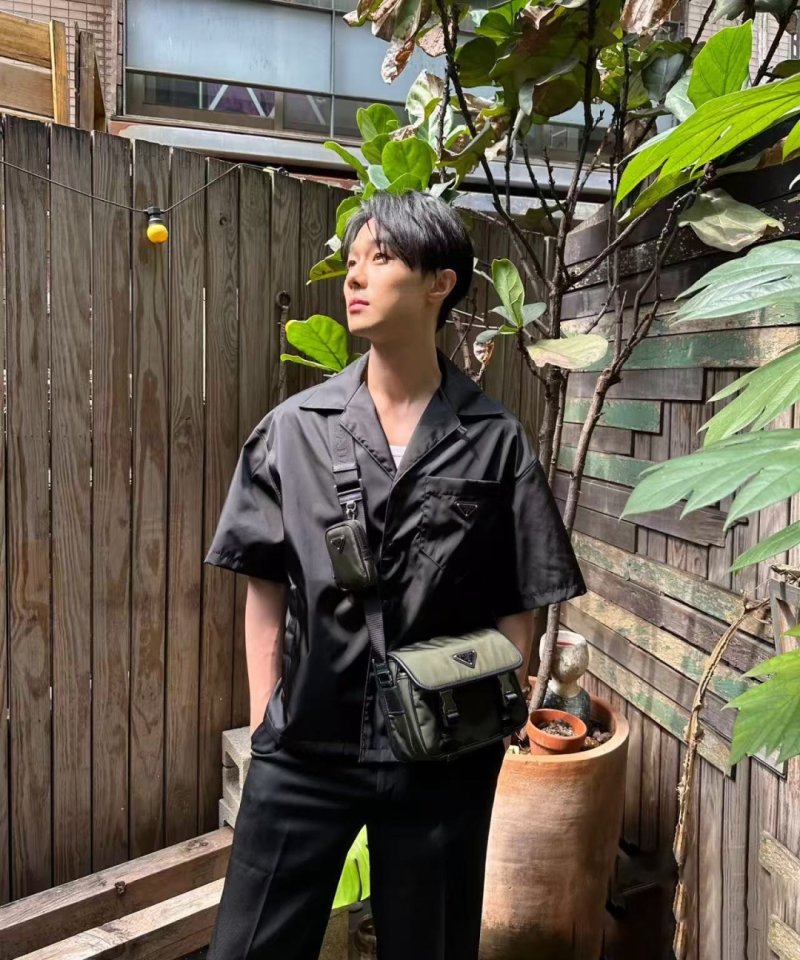 Black Oversized Short Sleeve Button-Up Shirt view