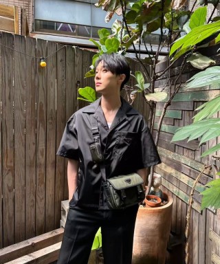 Black Oversized Short Sleeve Button-Up Shirt view 6