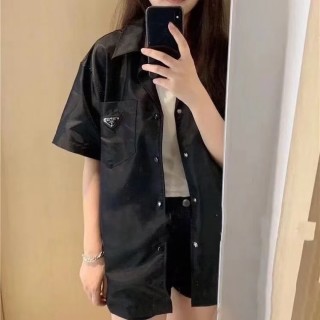 Black Oversized Short Sleeve Button-Up Shirt view 9