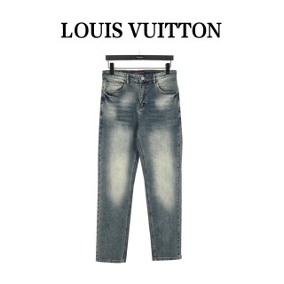 Louis Vuitton Splatter Letter Wash Denim Jeans Blue view 1