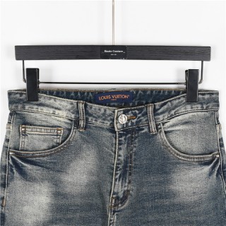 Louis Vuitton Splatter Letter Wash Denim Jeans Blue view 3