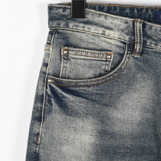 Louis Vuitton Splatter Letter Wash Denim Jeans Blue view 4
