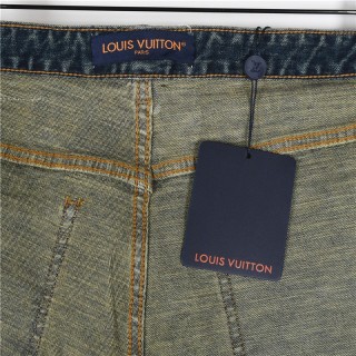 Louis Vuitton Splatter Letter Wash Denim Jeans Blue view 7