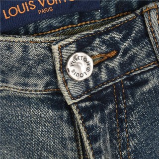 Louis Vuitton Splatter Letter Wash Denim Jeans Blue view 9