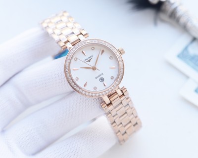 Longines Women's Silver Diamond Bezel Quartz Watch 30mm view 2