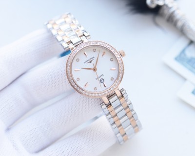 Longines Women's Silver Diamond Bezel Quartz Watch 30mm view 3