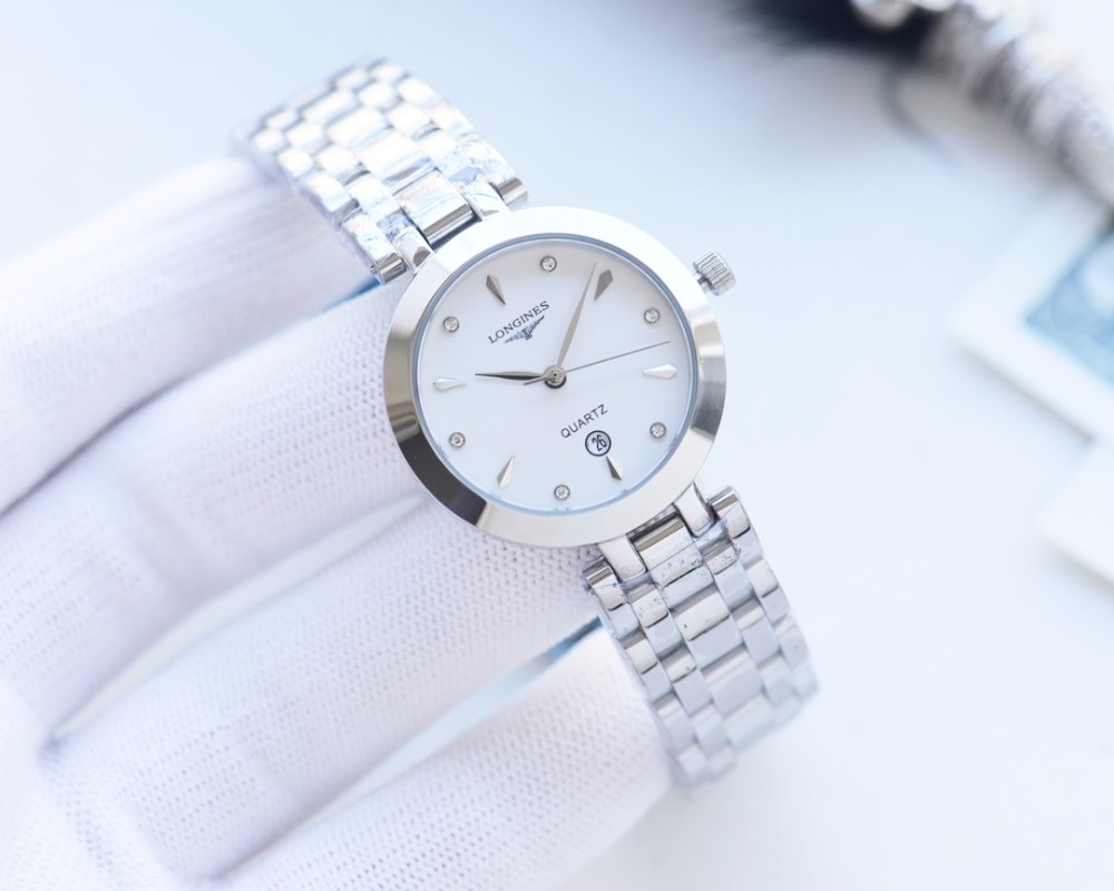 Longines Women's Silver Diamond Bezel Quartz Watch 30mm view