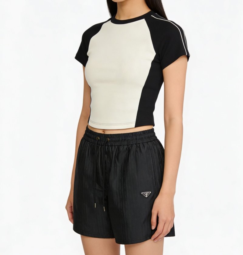 Prada Black Nylon Drawstring Shorts